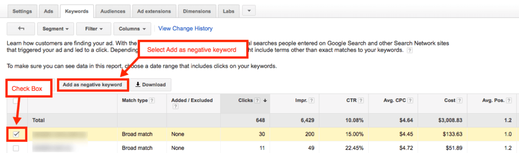 Negative Keywords