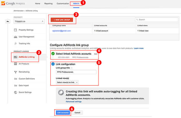 Link AdWords with Google Analytics